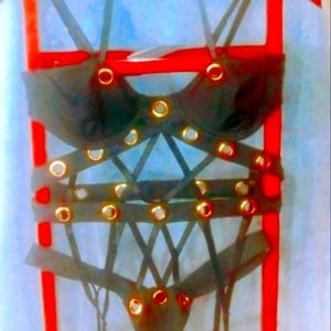 NWT Fredrick's Of Hollywood Sexy Lingerie,Black,Gold Accents,Med.Strappy